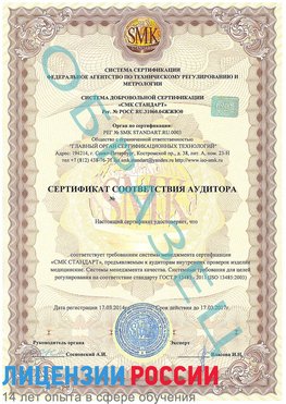 Образец сертификата соответствия аудитора Солнечногорск Сертификат ISO 13485